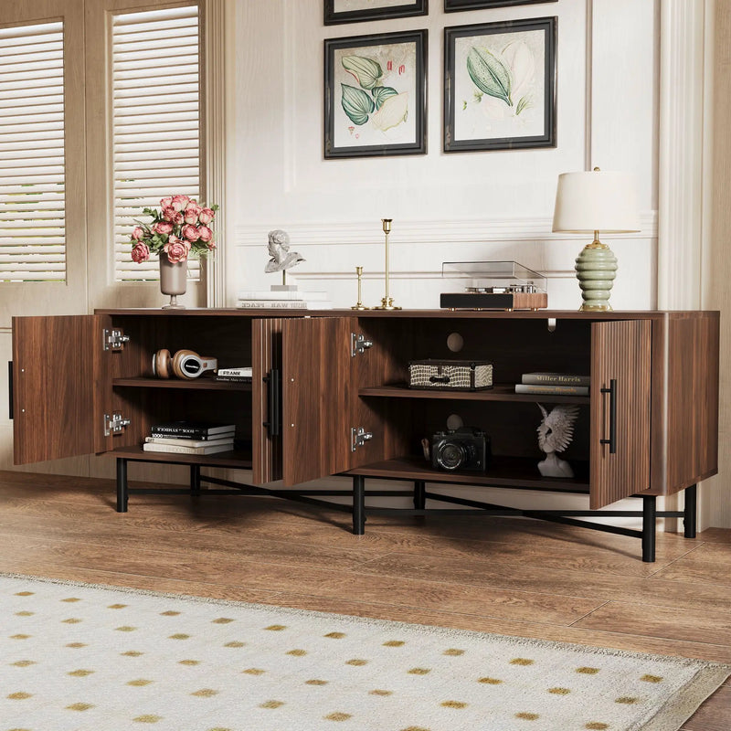 4 Door TV Cabinet with Adjustable Shelves and Storage Spaces by HouseOfZazla