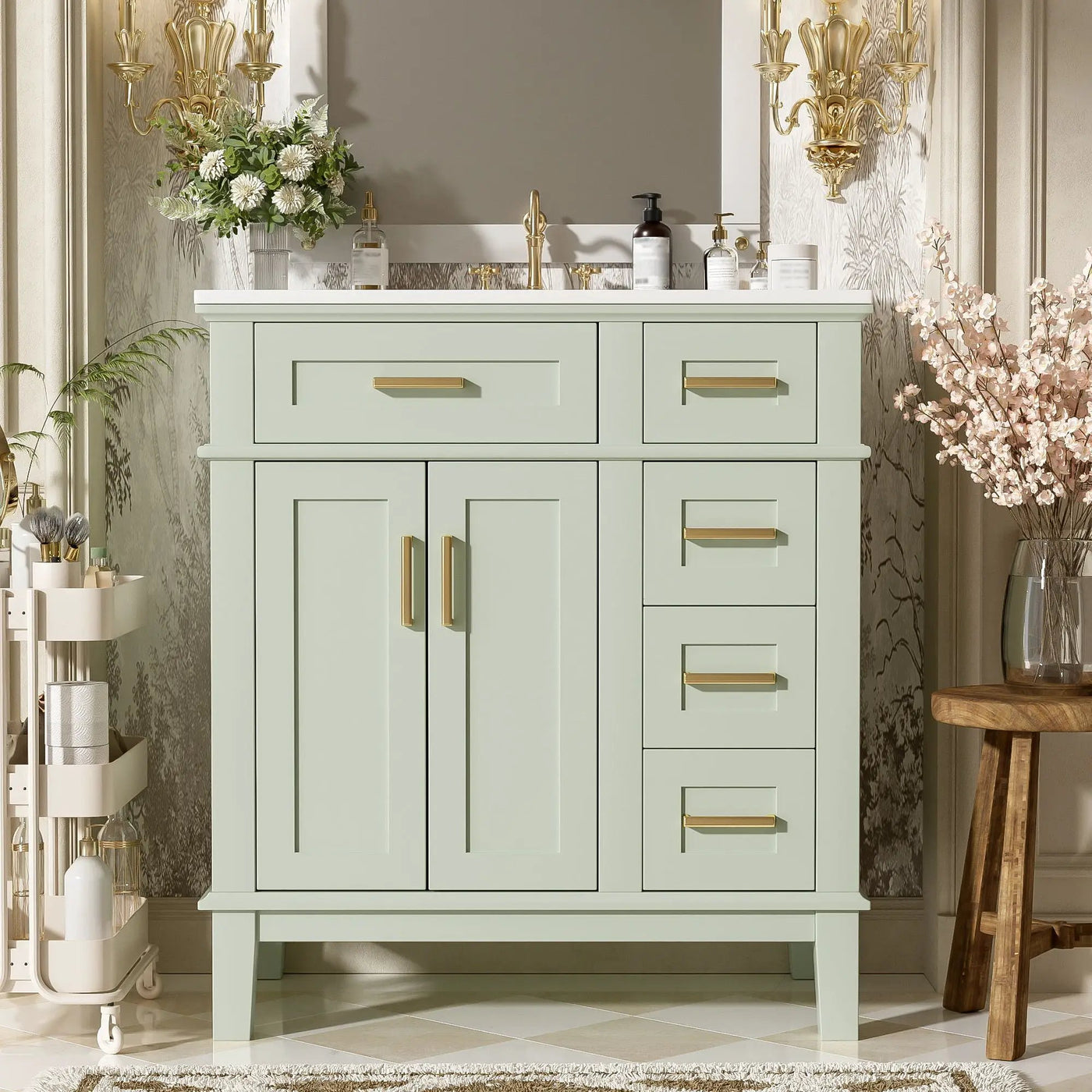 Modern Bathroom Vanity With Ceramic Sink, Soft Close Storage Cabinet by Unique Piece Furniture