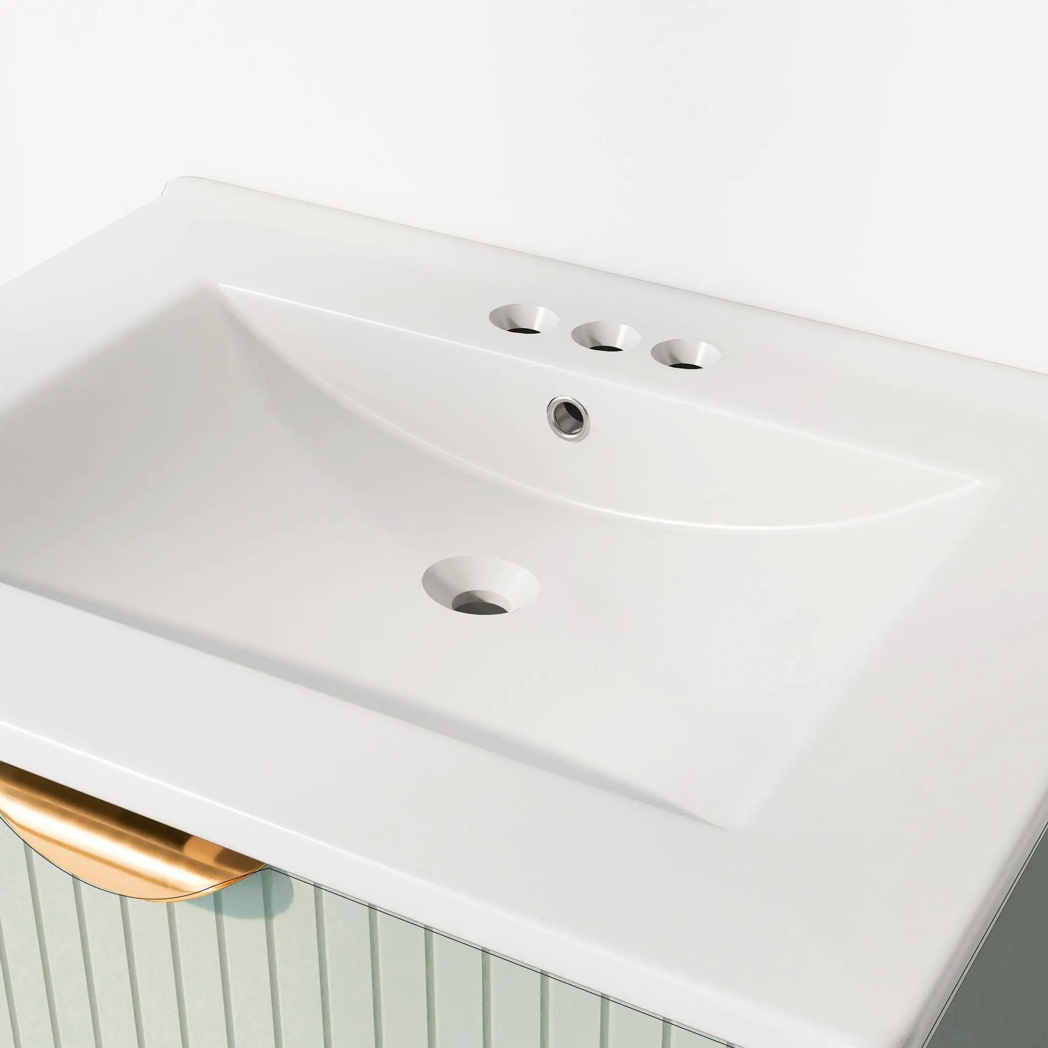 Modern Wall-Mounted Bathroom Vanity With 2 Drawers, Ideal For Small Bathrooms - Green by HouseOfZazla