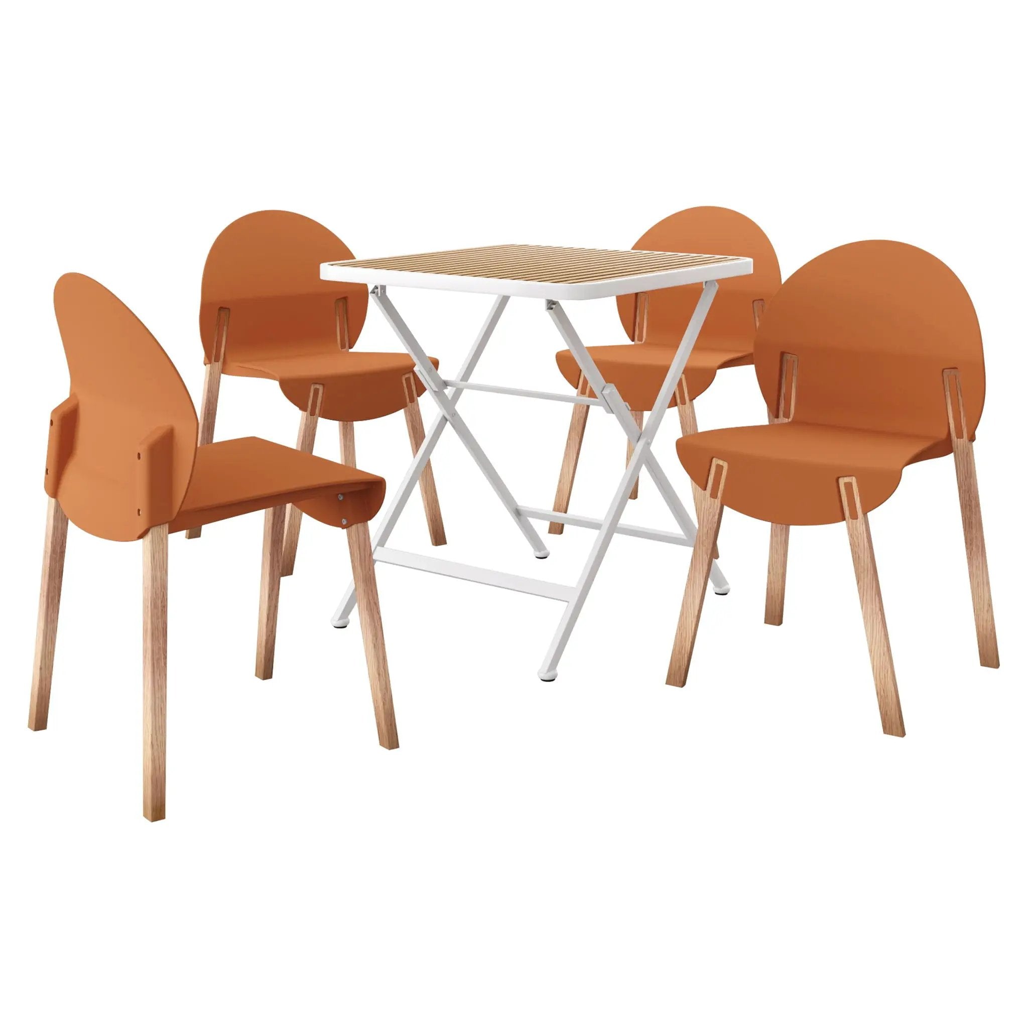 4 Piece Set Of Single Chairs With A Folding Square Table by Unique Piece Furniture