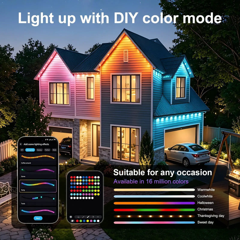 50ft Outdoor RGB LED String Lights by HouseOfZazla