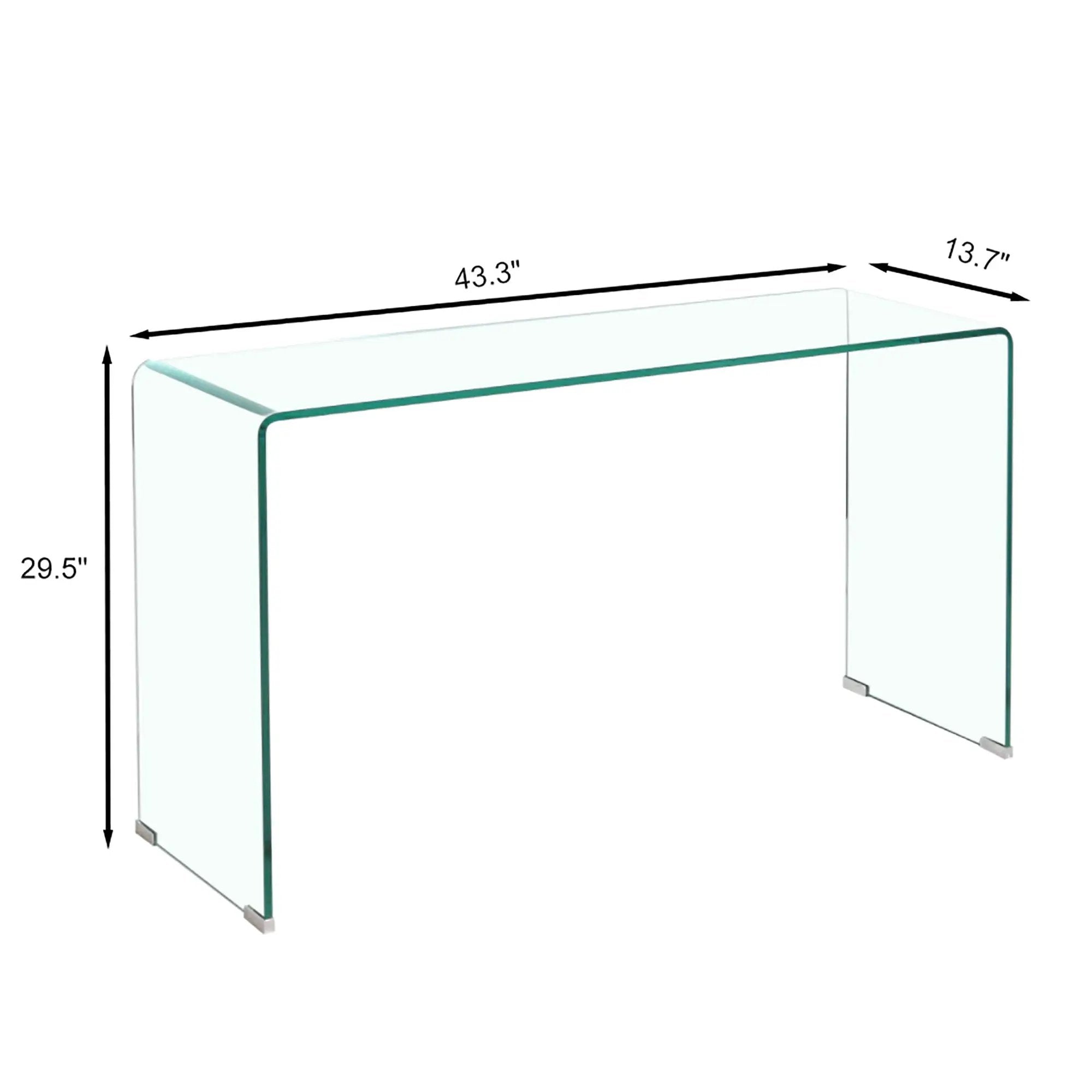 Elegant Transparent Tempered Glass Console Table With Rounded Edges, Modern Sofa Table - Clear by Unique Piece Furniture