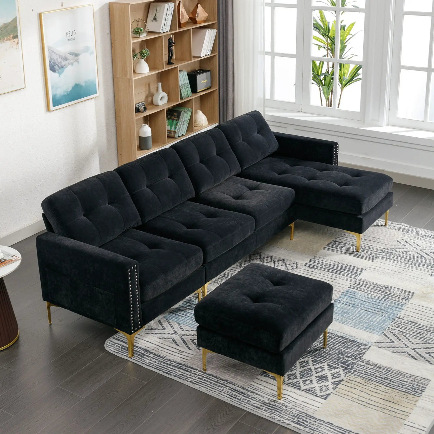 Modern L - Shape Convertible Sectional Sofa With Movable Ottoman by Unique Piece Furniture