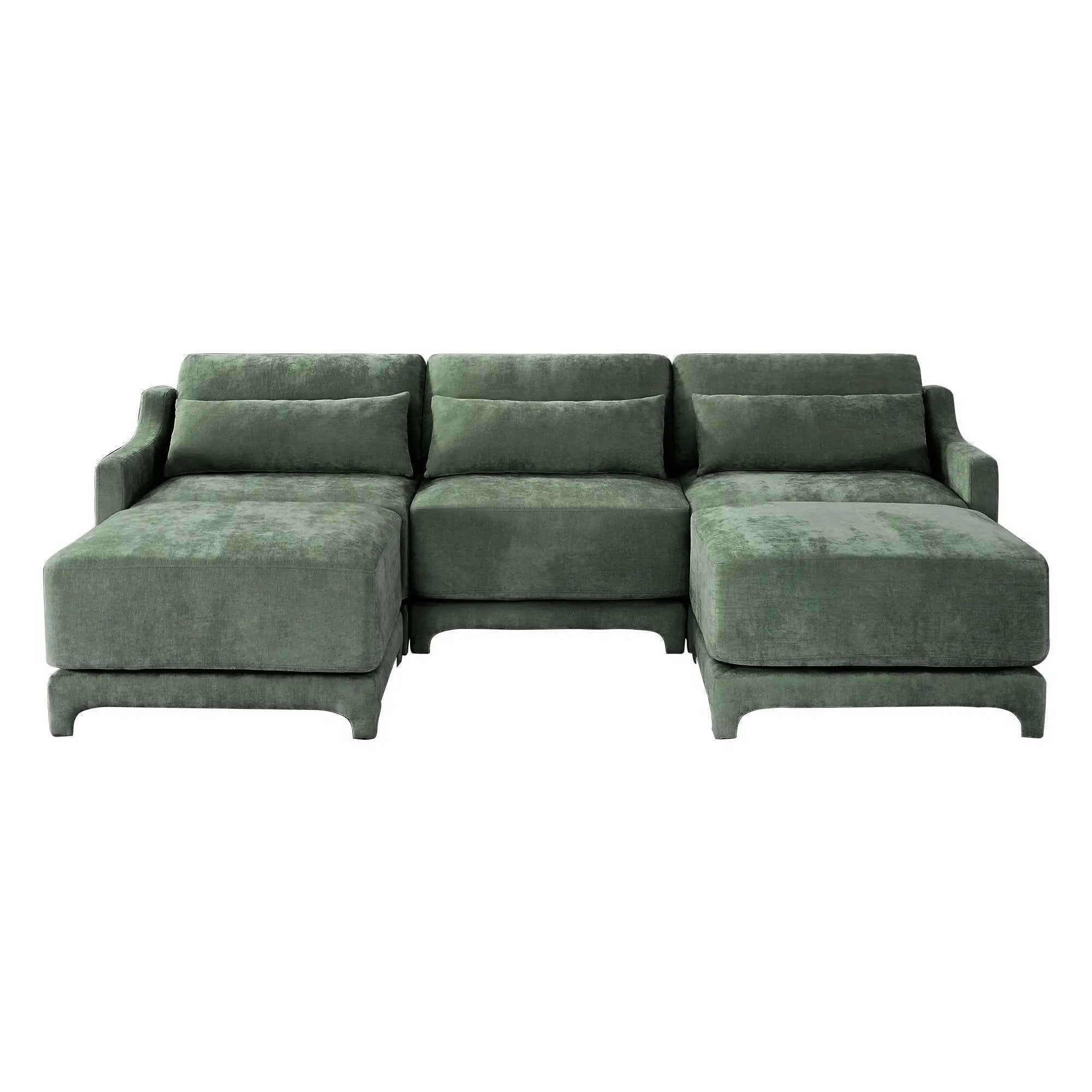Stylish Sofa With Ottoman And Lumbar Pillows, Ergonomic Design by HouseOfZazla