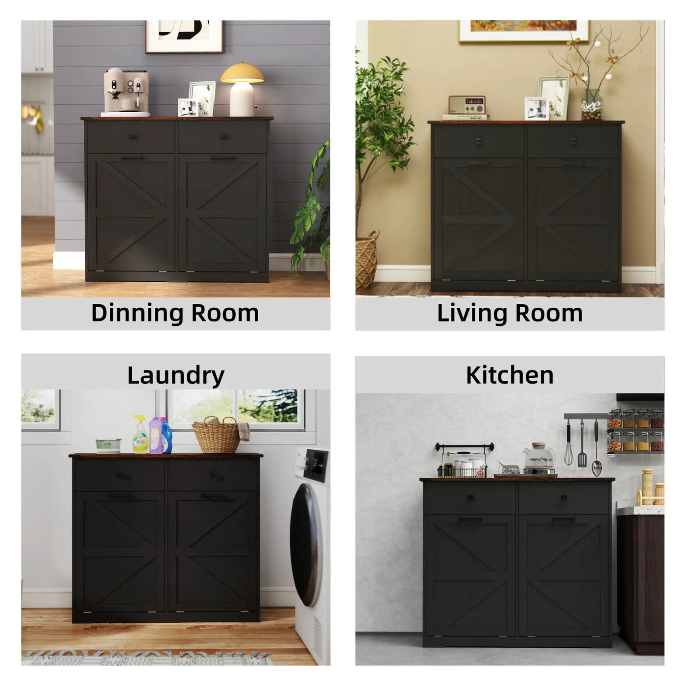 Double Tilt Out Trash Cabinet With Hideaway Drawer And Barn Door Style by HouseOfZazla