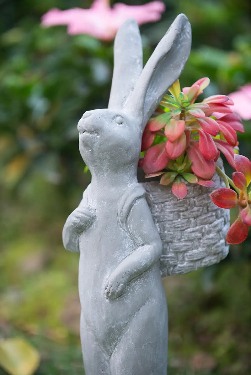 8.5x5.5x19.5" Tall Cement Rabbit Planter by HouseOfZazla