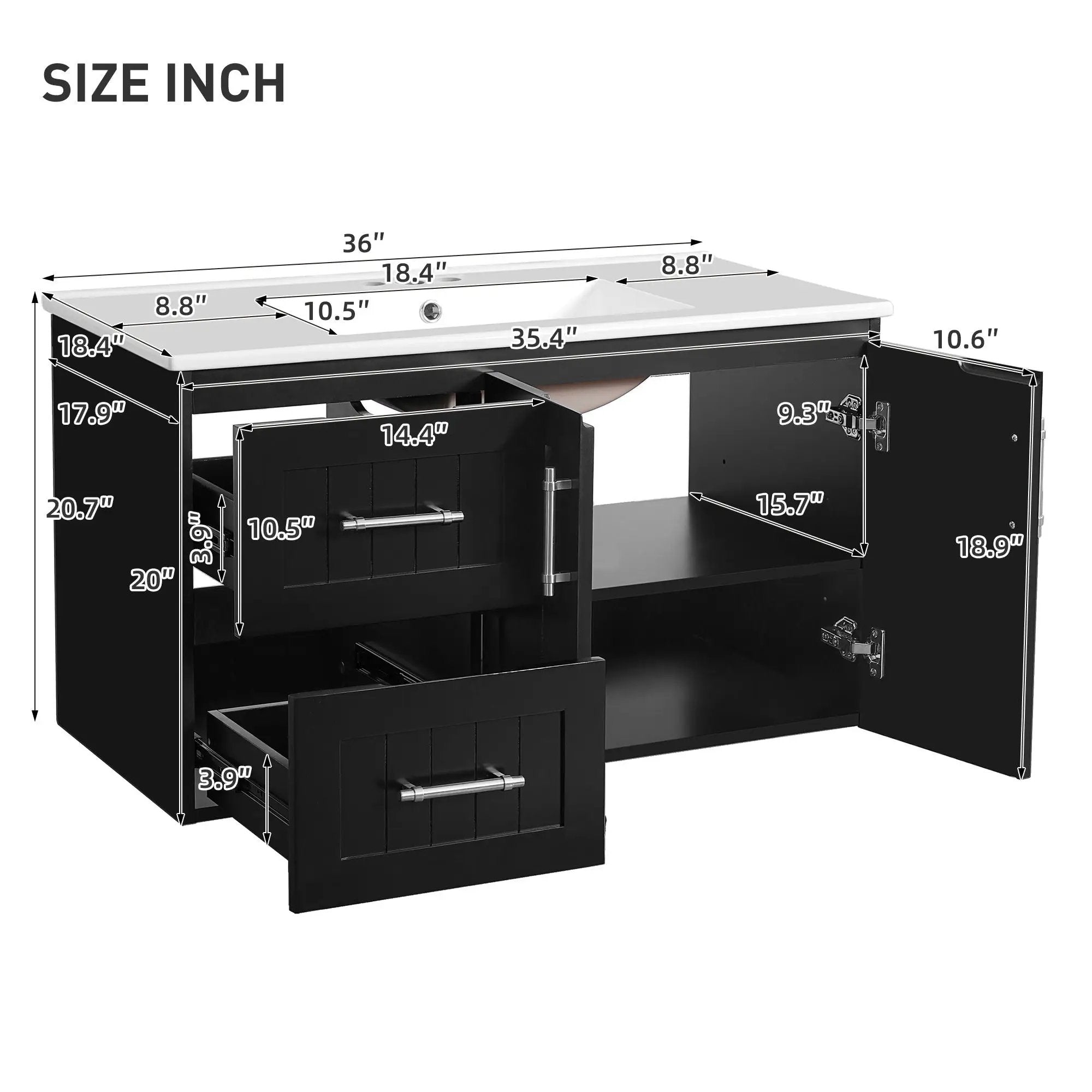 Wall Mounted Bathroom Vanity & Sink, 2 Drawers by Unique Piece Furniture
