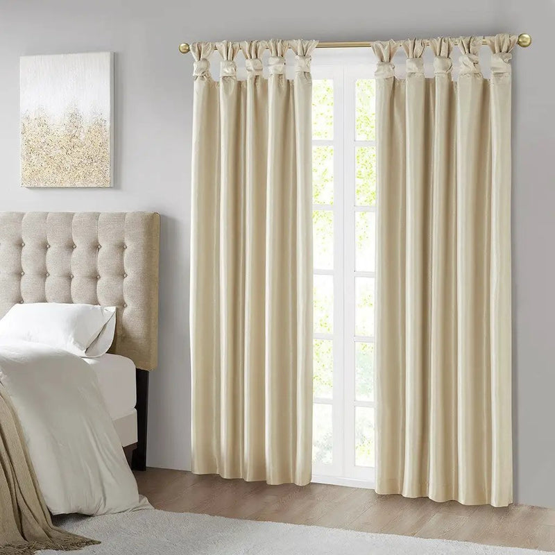 Twist Tab Total Blackout Window Curtain Panel Champagne 50x84 by HouseOfZazla