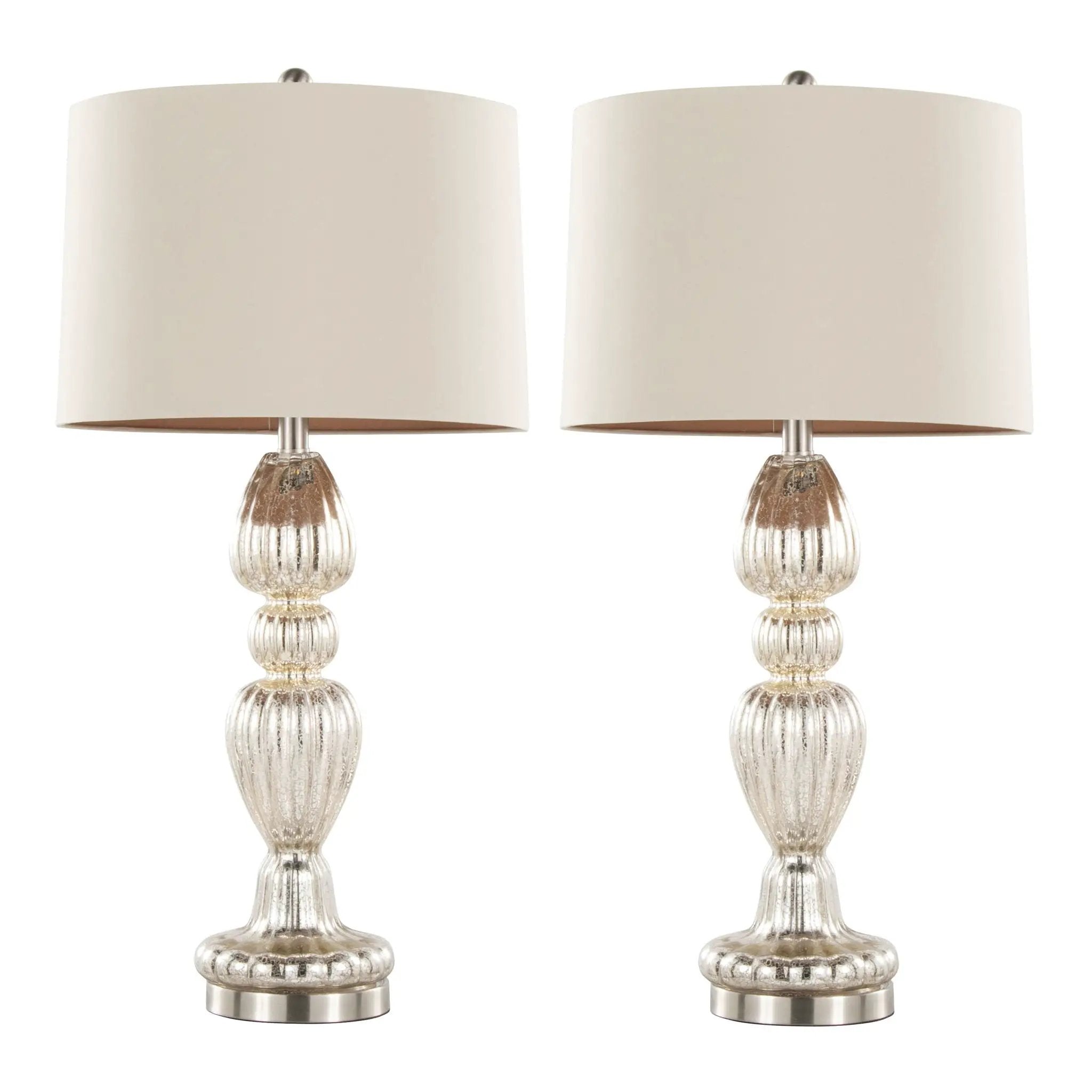 Spade - Contemporary Table Lamp (Set of 2) - Mercury / Nickel / Natural by HouseOfZazla