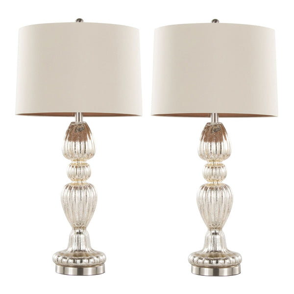 Spade - Contemporary Table Lamp (Set of 2) - Mercury / Nickel / Natural