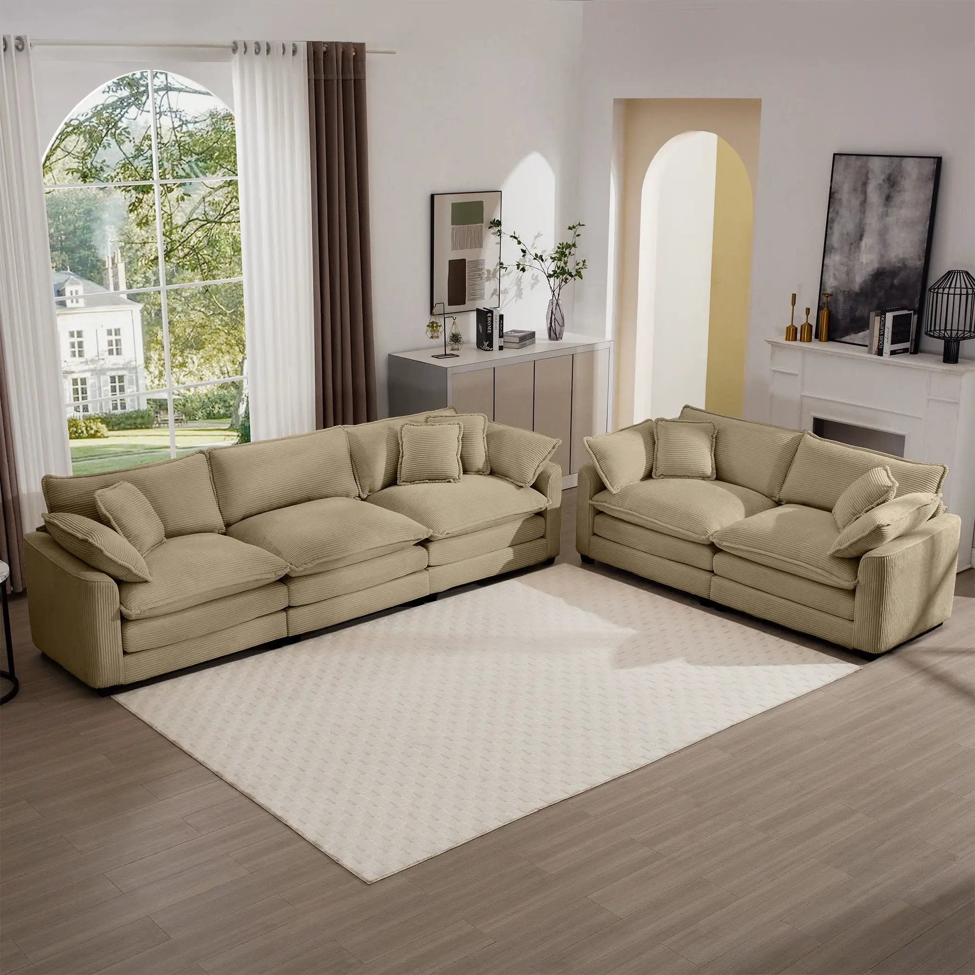 Elegant Oversized Sectional Sofa Set With Deep Seats And Flexible Layout by HouseOfZazla