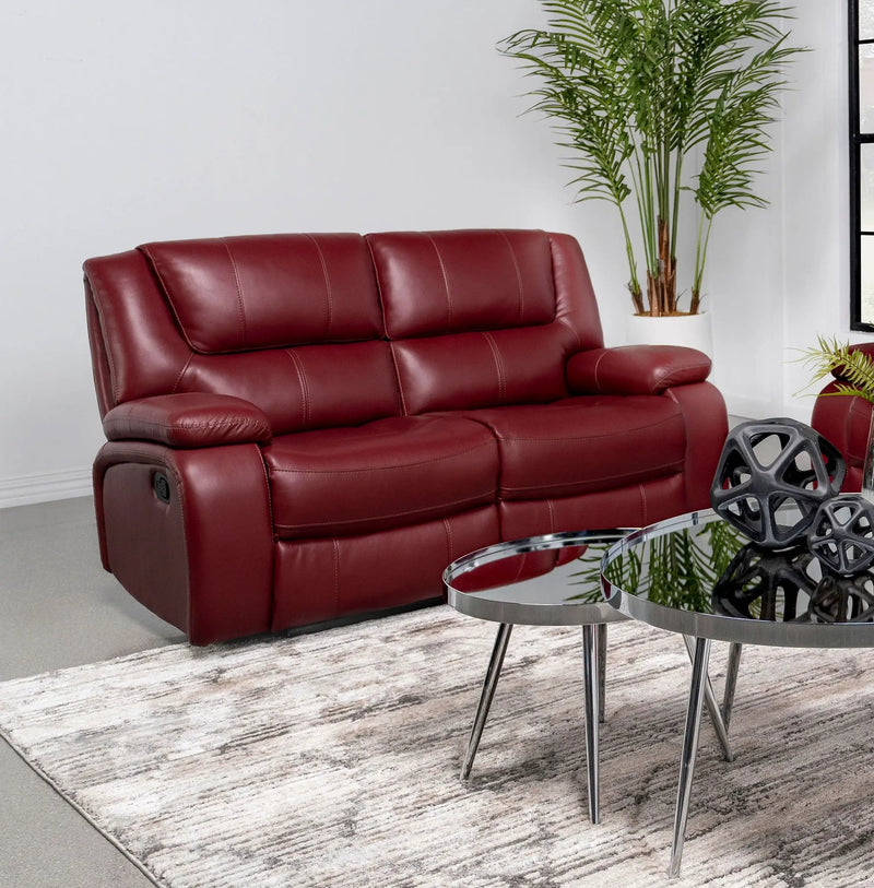 Camila Upholstered Motion Reclining Loveseat Red by Unique Piece Furniture