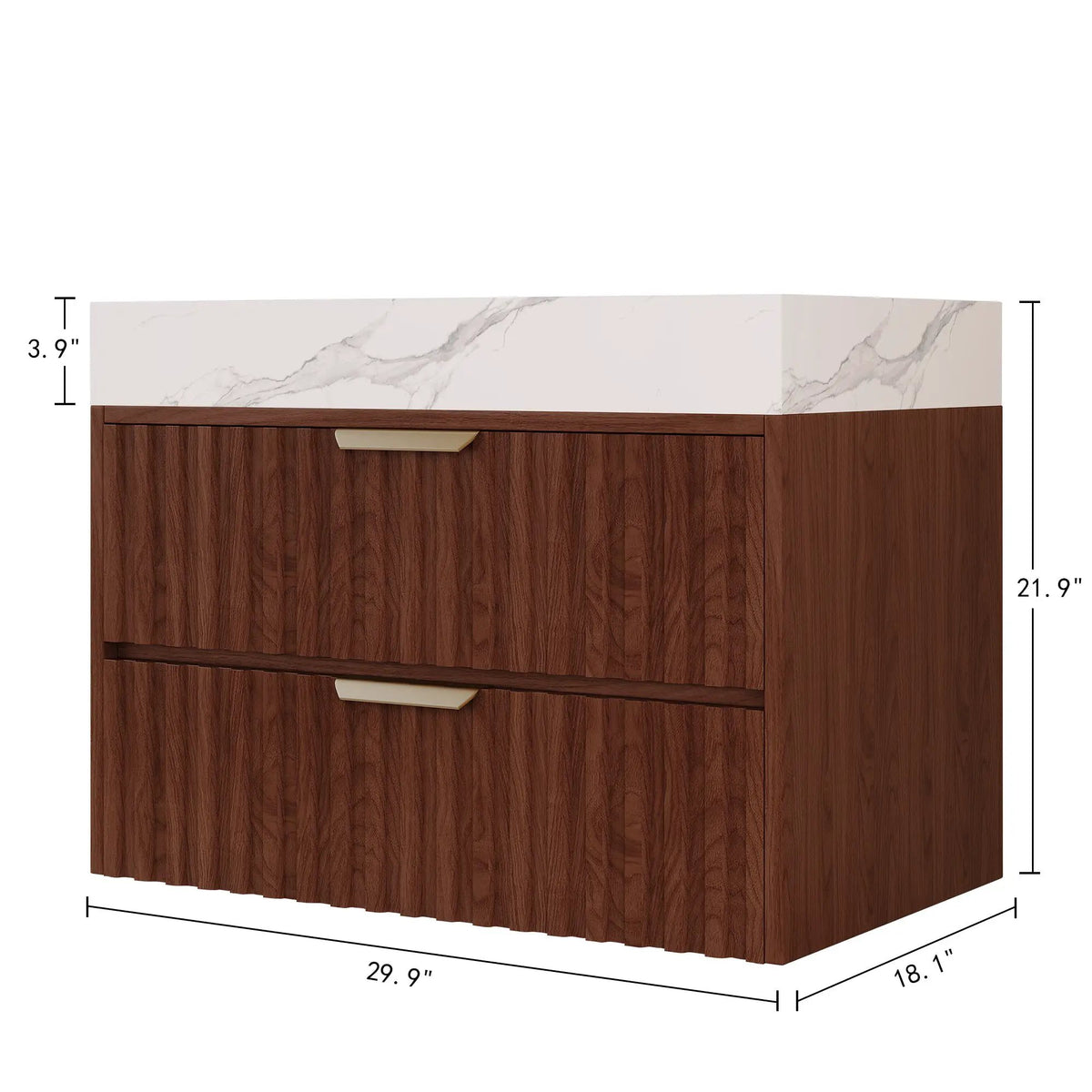 30" Modern Floating Bathroom Vanity with Seamless Sintered Stone Top, photo 10 of 10