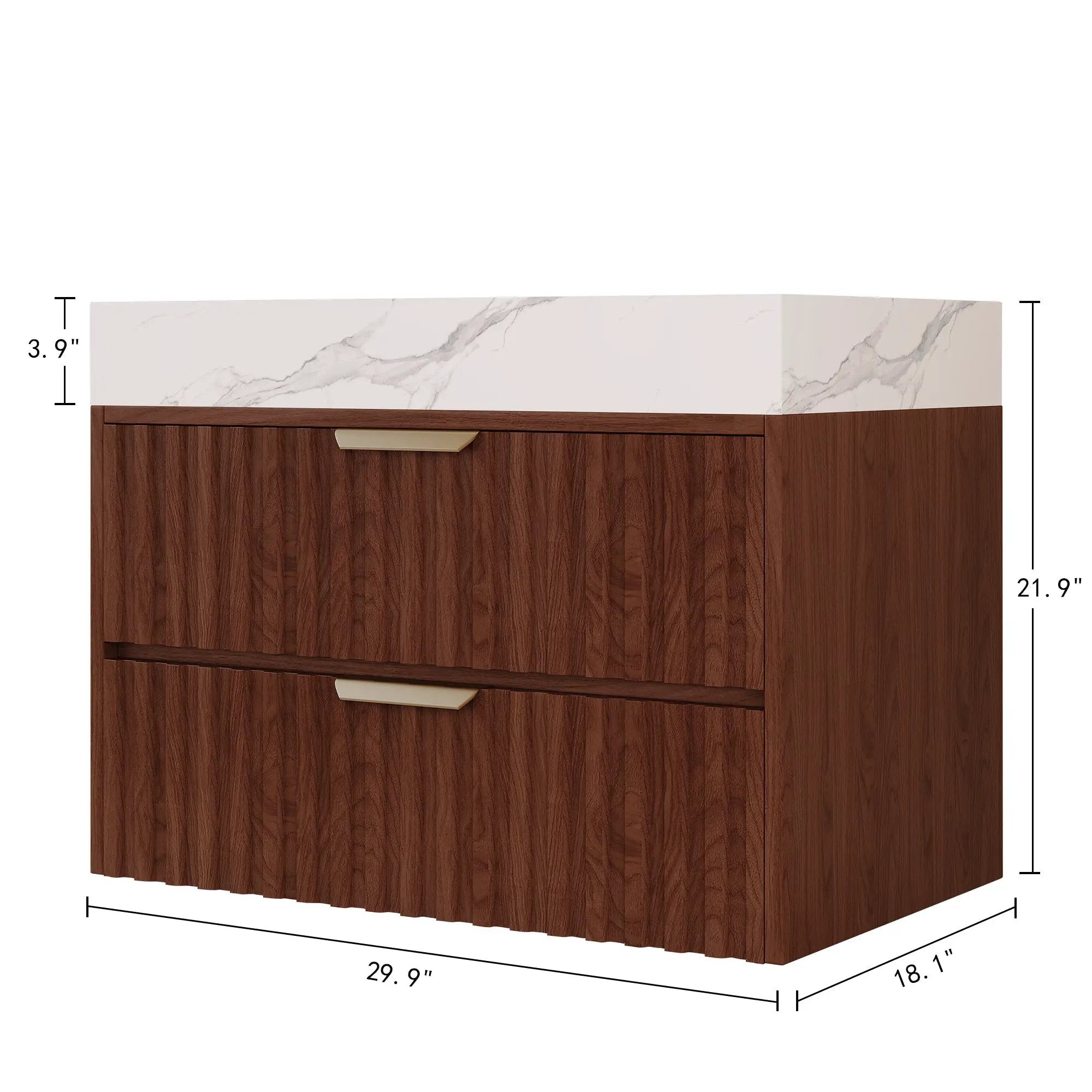 30" Modern Floating Bathroom Vanity with Seamless Sintered Stone Top by HouseOfZazla