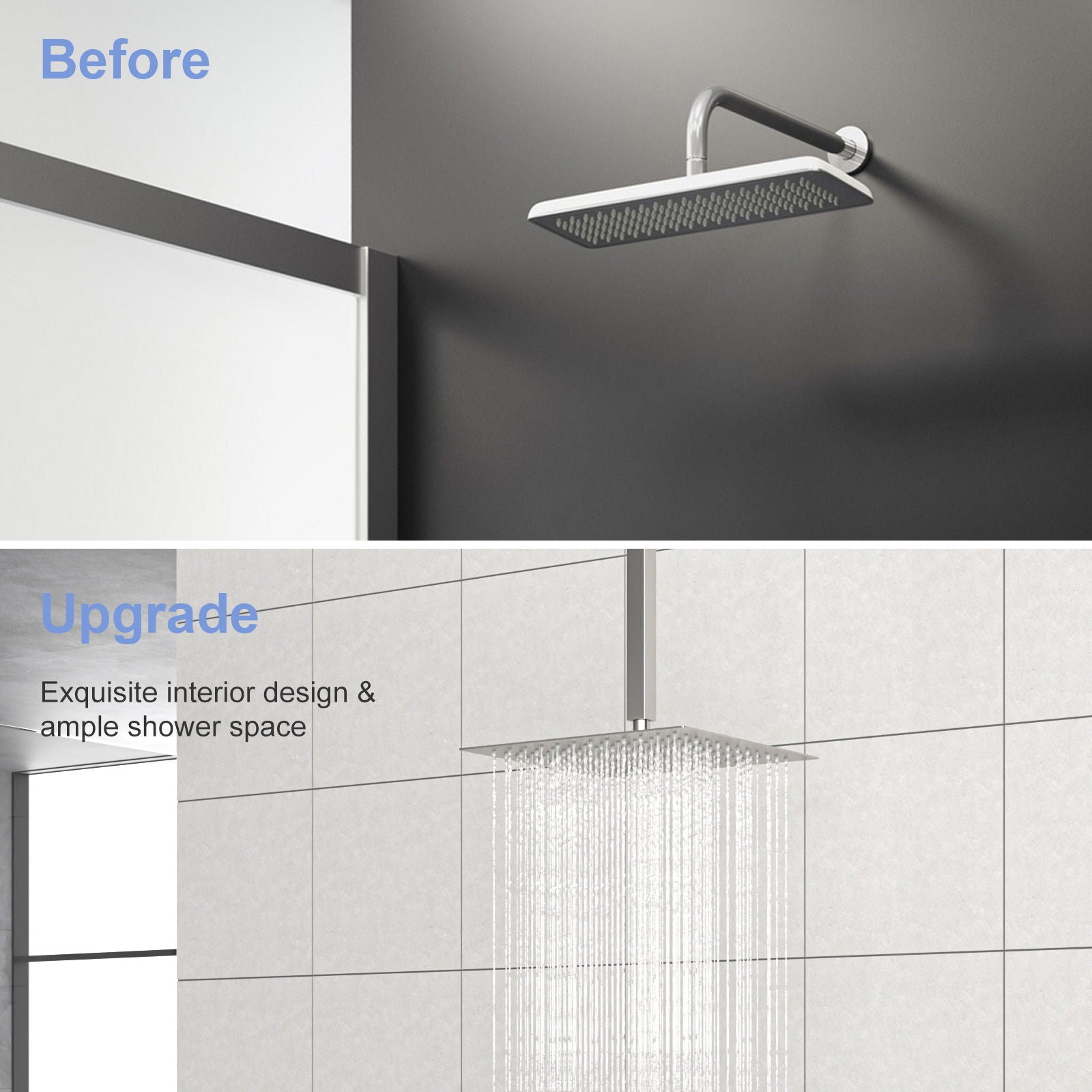 Premium 8" Ceiling Mounted Shower Arm With Flange by HouseOfZazla