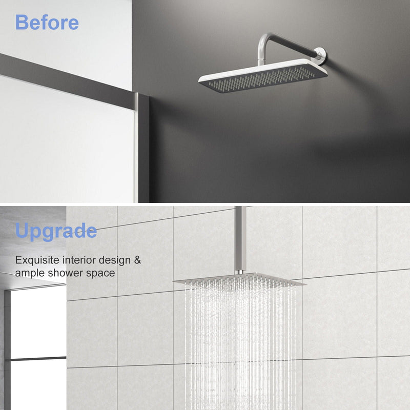 Premium 8" Ceiling Mounted Shower Arm With Flange by HouseOfZazla