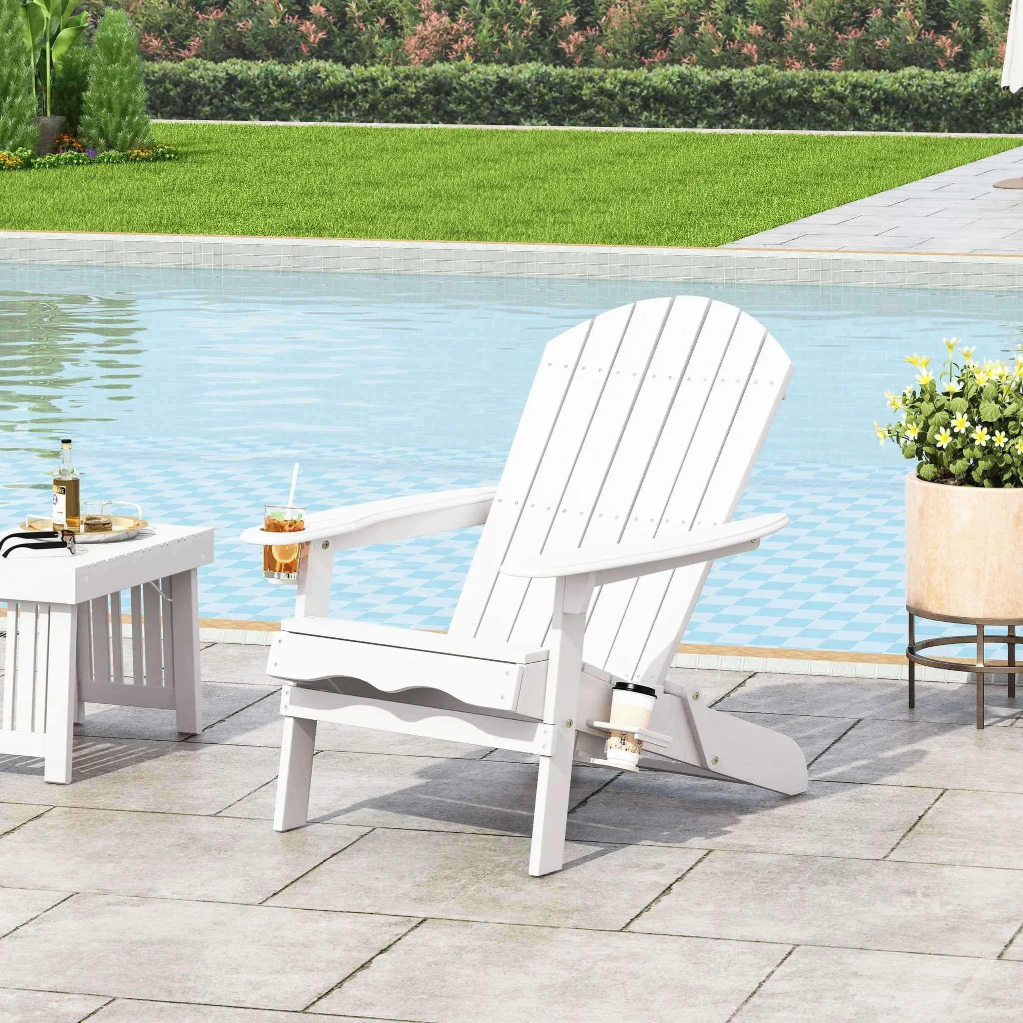 Zenithia Outdoor Foldable Adirondack Chair with 2 Cup Holders by HouseOfZazla