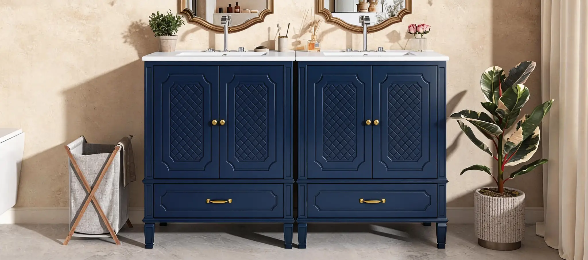60" Bathroom Vanity with Double Sink Combo Set by HouseOfZazla