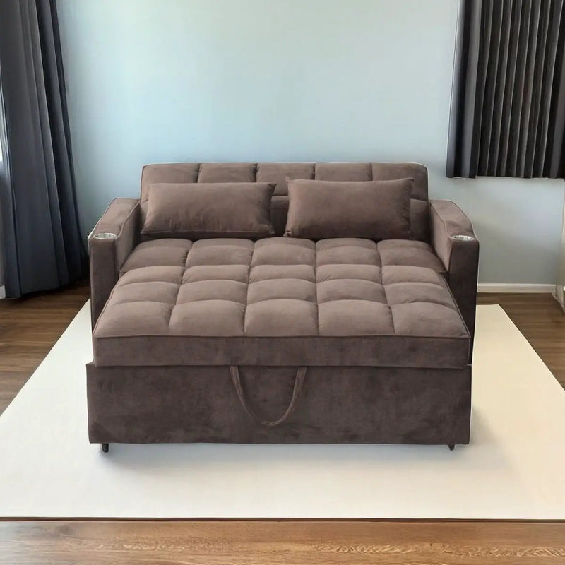 3 In 1 Convertible Sleeper Sofa Bed, Modern Fabric Loveseat Futon Sofa Couch With Pullout Bed, Small Love Seat Lounge Sofa With Reclining Backrest, Furniture For Living Room by HouseOfZazla