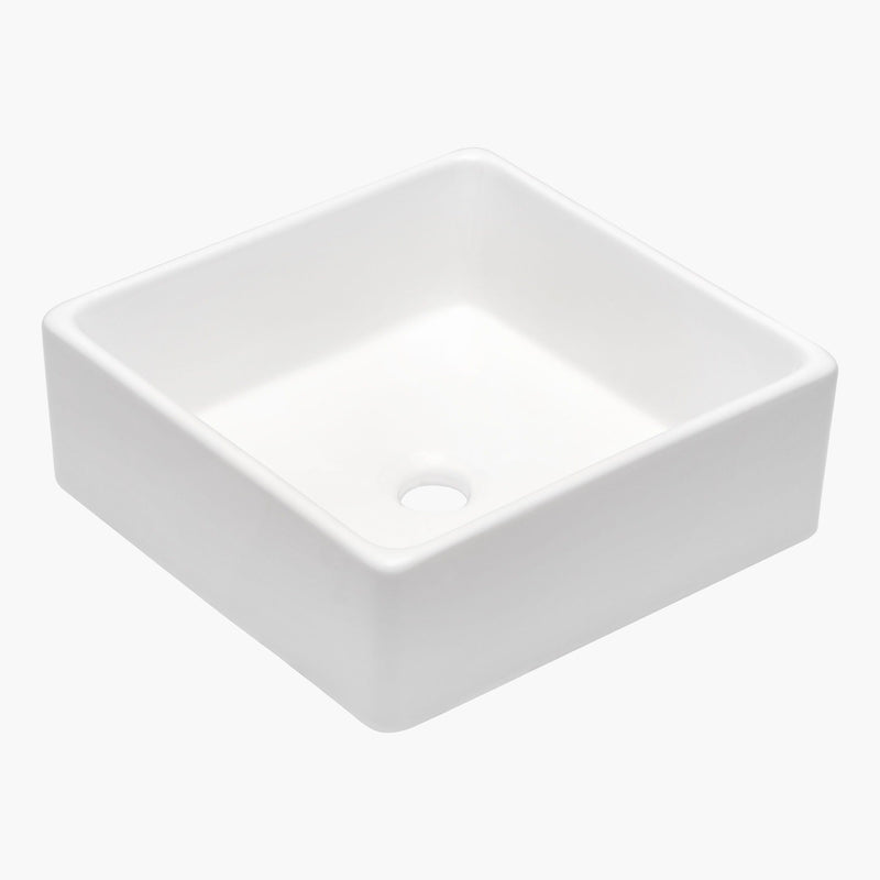 Elegant European Style Ceramic Square Vessel Bathroom Sink - White by HouseOfZazla
