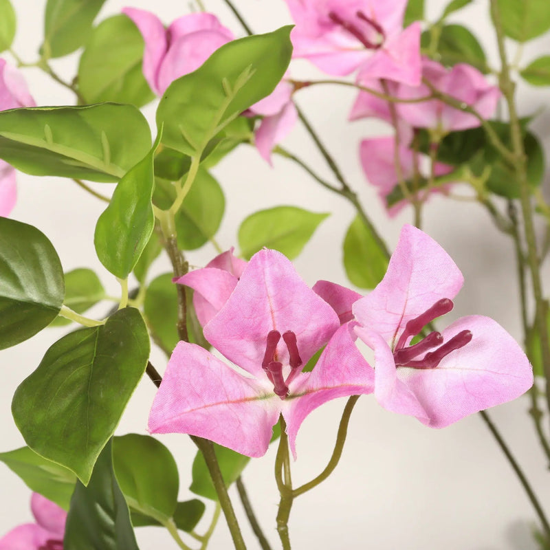 Artificial Bougainvillea Tree With Pot, Realistic Faux Flowering Plant Leaves And Blooms, Decor For Home Office - Green Leaves / Pink by HouseOfZazla