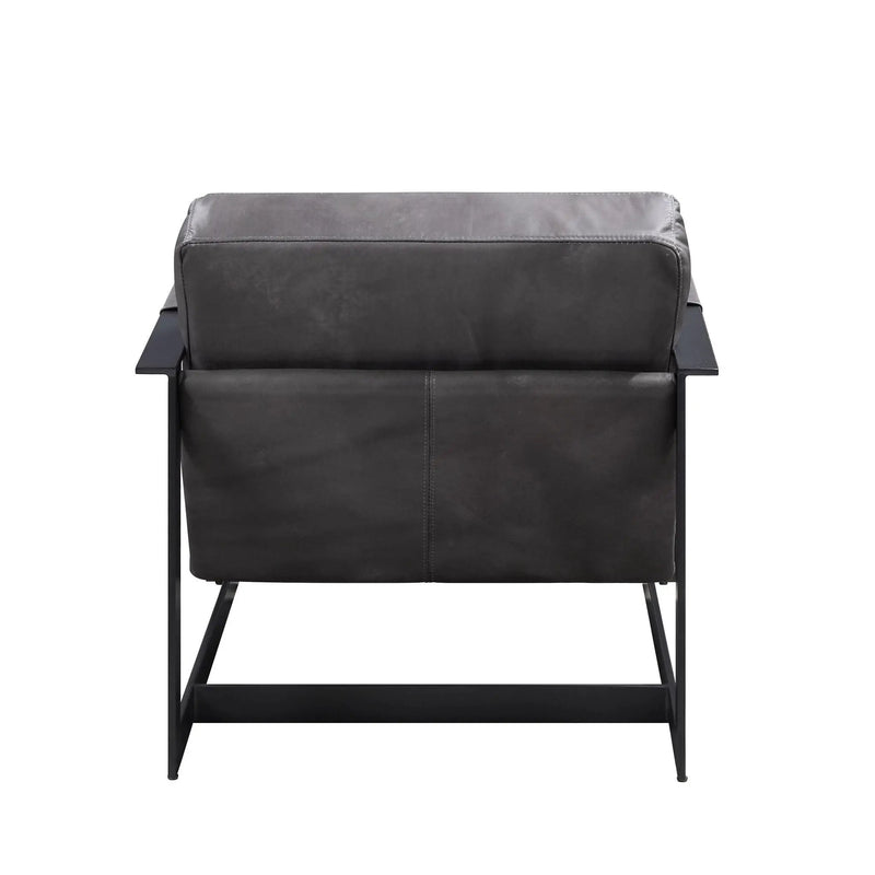 Locnos - Accent Chair - Gray Top Grain Leather & Black by Unique Piece Furniture