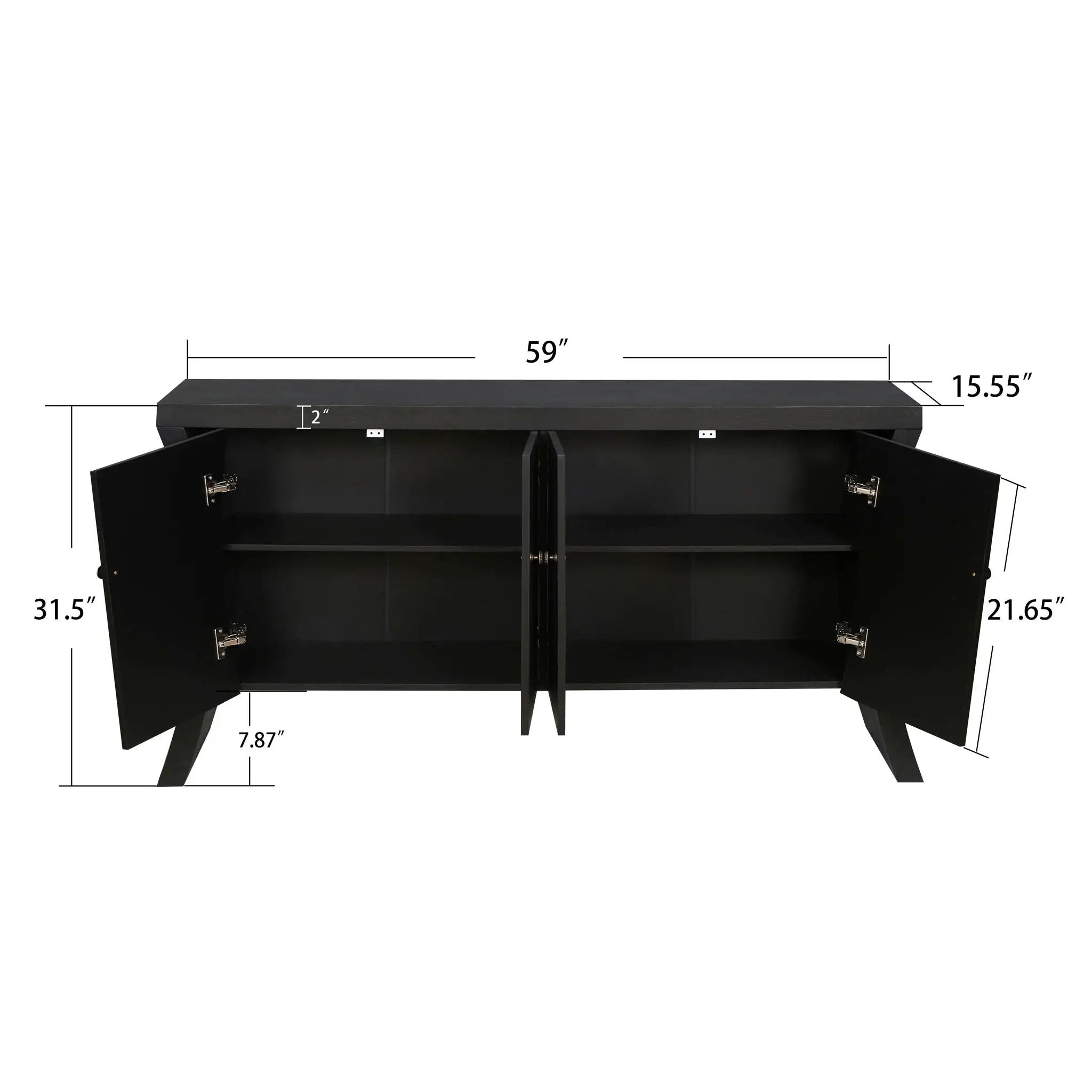 Refined Industrial 4 Door Credenza With Arc Legs & Clasps by HouseOfZazla