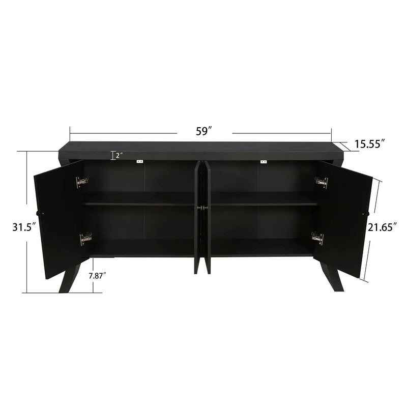 Refined Industrial 4 Door Credenza With Arc Legs & Clasps by HouseOfZazla