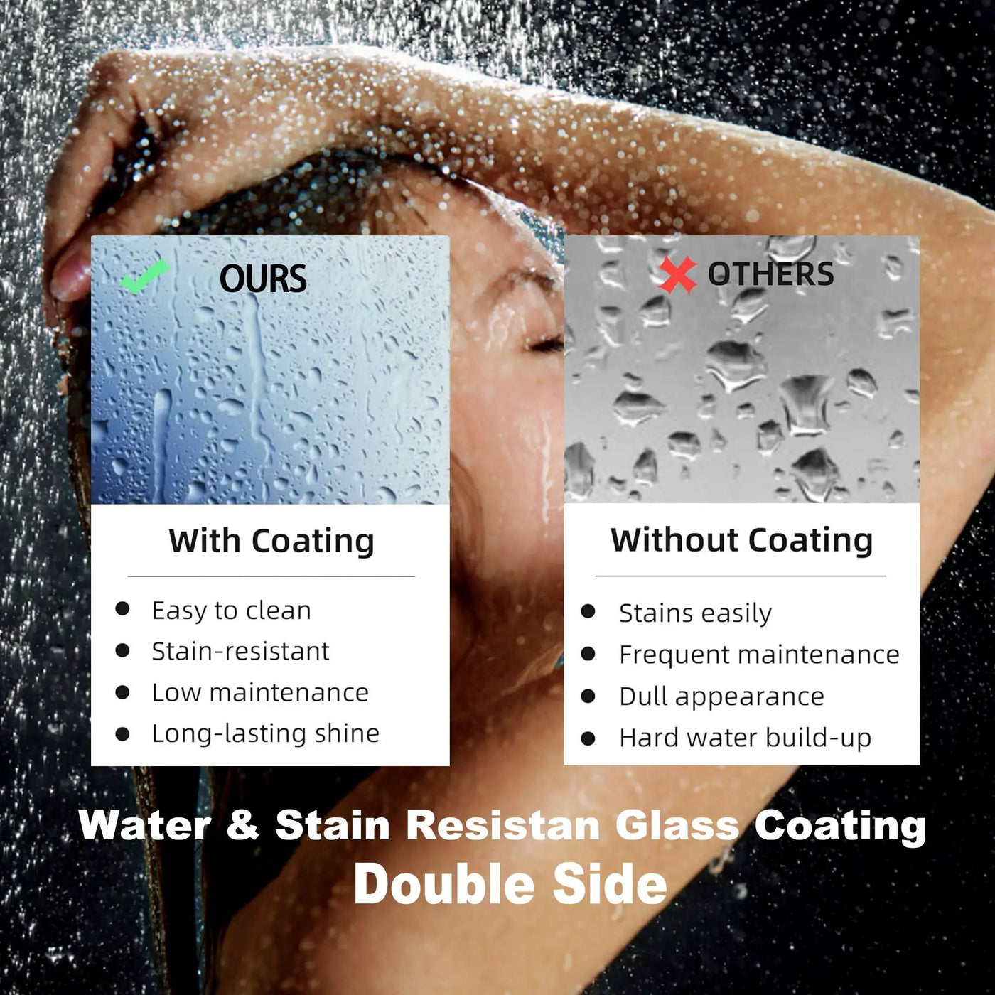 Frameless Shower Door, Sliding Shower Door, Premium 5 / 16" (8 Mm) Thick Tempered Glass Shower Enclosure With Towel Bar, Double Side Easy Clean Coat, Finished With Buffer by HouseOfZazla