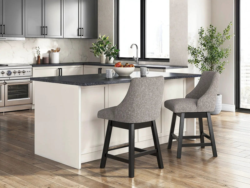 Neymorton - Upholstered Swivel Barstool (Set of 2) - Dark Grayish Brown by Unique Piece Furniture