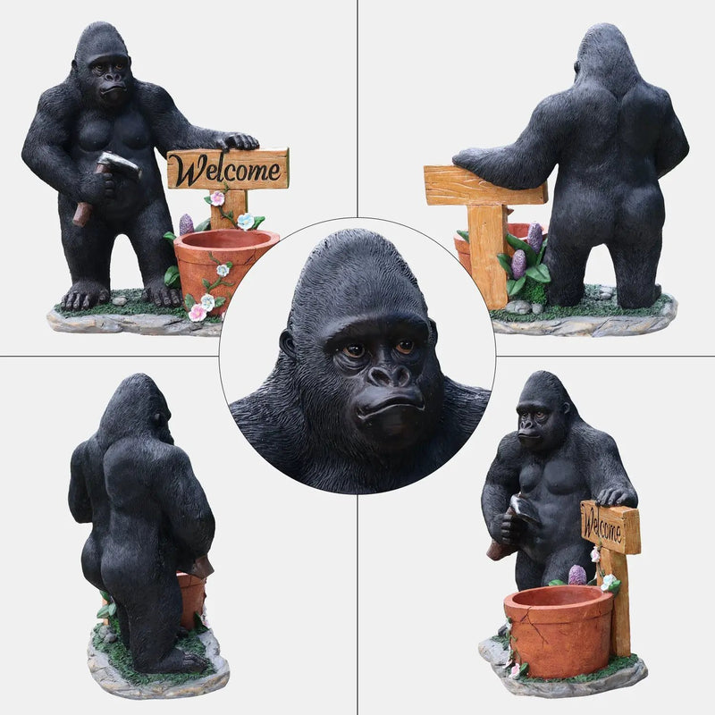 Outdoor Garden Sculpture Chimpanzee Flower Pot Planter by HouseOfZazla