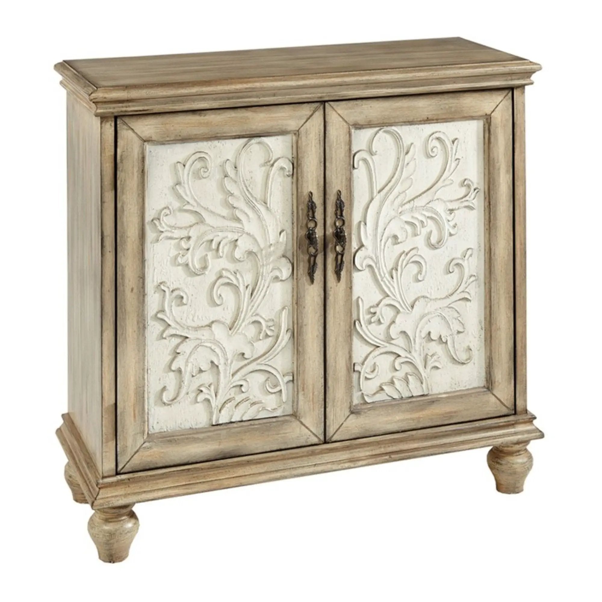 Driscoll - 2 Door Cabinet With Floral Design - Reclaimed Natural by Unique Piece Furniture