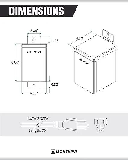 75 Watt Low Voltage Outdoor Landscape Lighting Transformer 120V AC to (12V-15V AC) Multi-Tap by Outdoor Solar Outlet