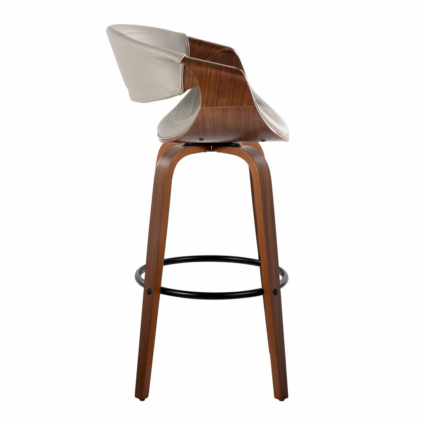 Symphony - Mid Century Modern Fixed Height Barstool With Swivel With Round Footrest (Set of 2) by HouseOfZazla