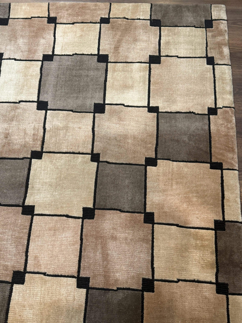 Tibetan Wool Rug 5x8, Contemporary Modern Carpet, Abstract Design, Soft Thick Pile, Pair B by Jewel Rugs