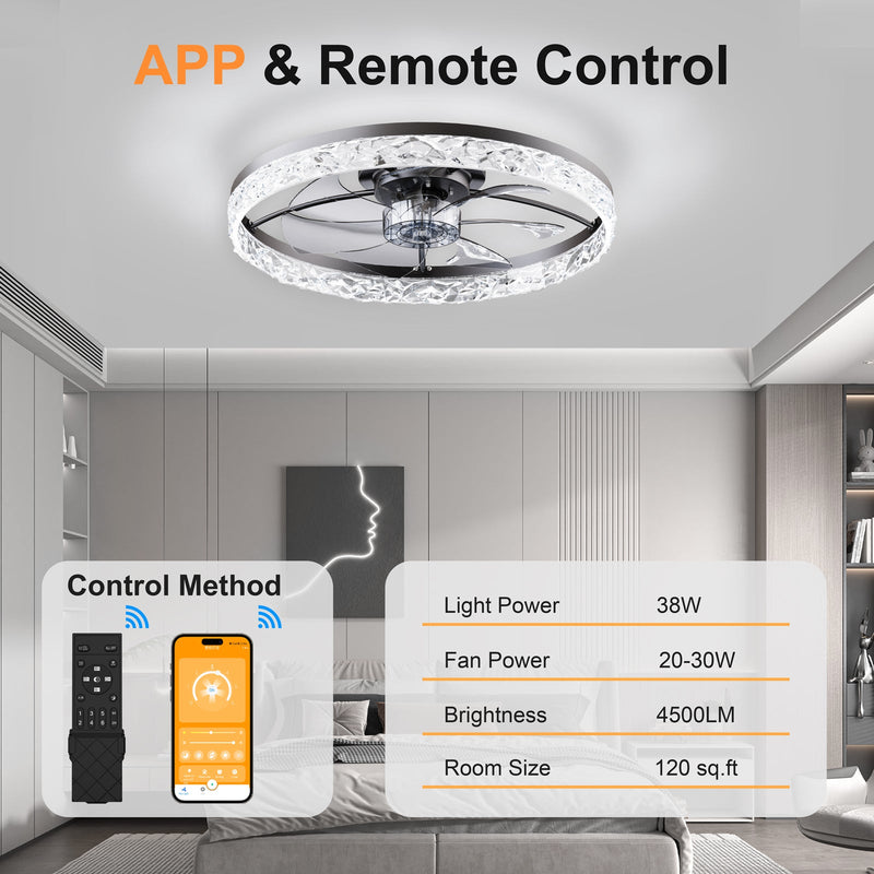 23.6" Ceiling Fan with Lights, Remote and App Control by HouseOfZazla