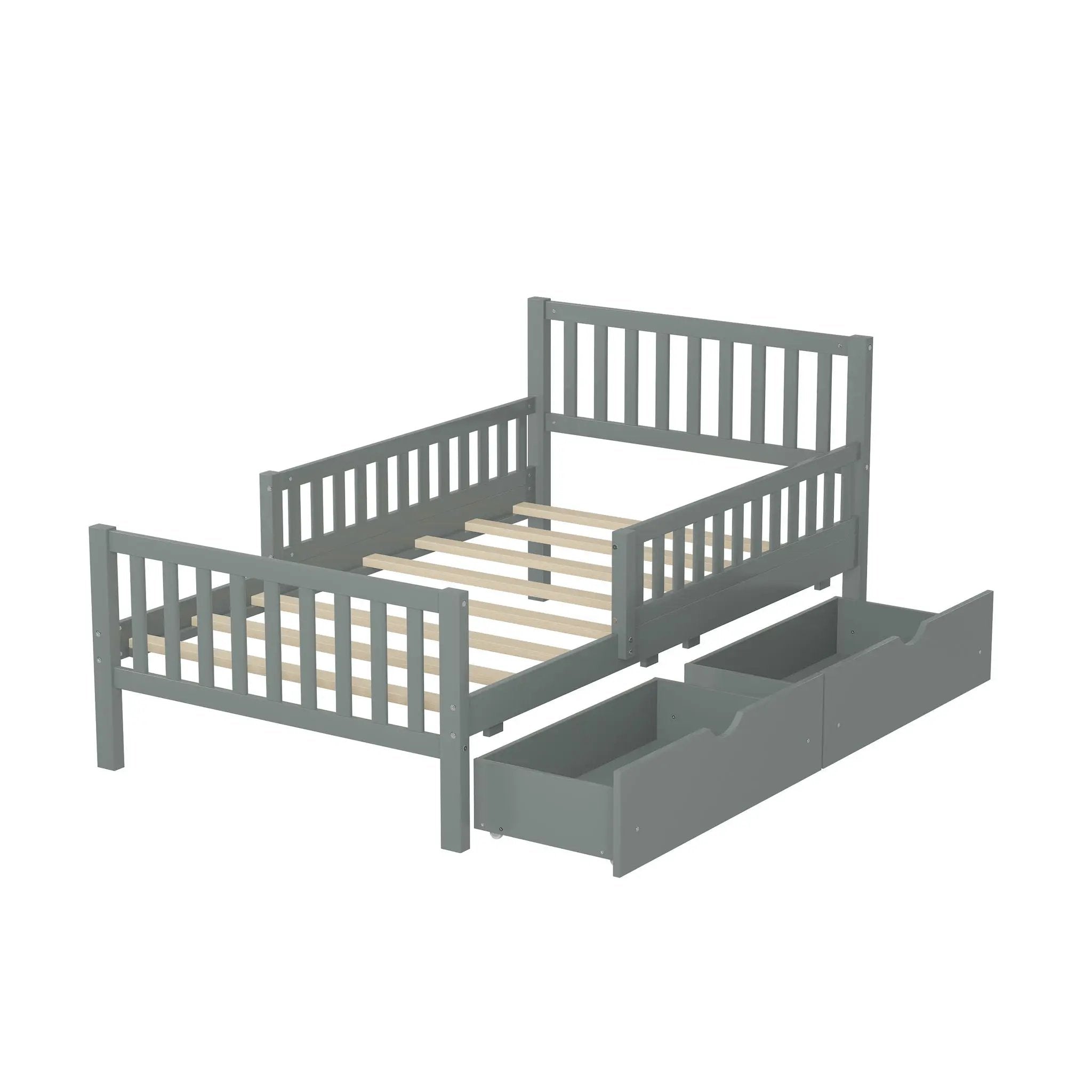Platform Bed With Guardrails On Both Sides And 2 Storage Drawers by Unique Piece Furniture