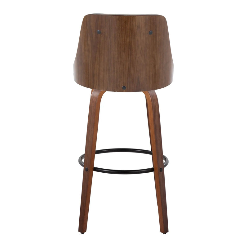 Gianna - Mid-Century Modern Fixed Height Barstool & Swivel With Round Footrest (Set of 2) - Walnut / Light Gray by Unique Piece Furniture