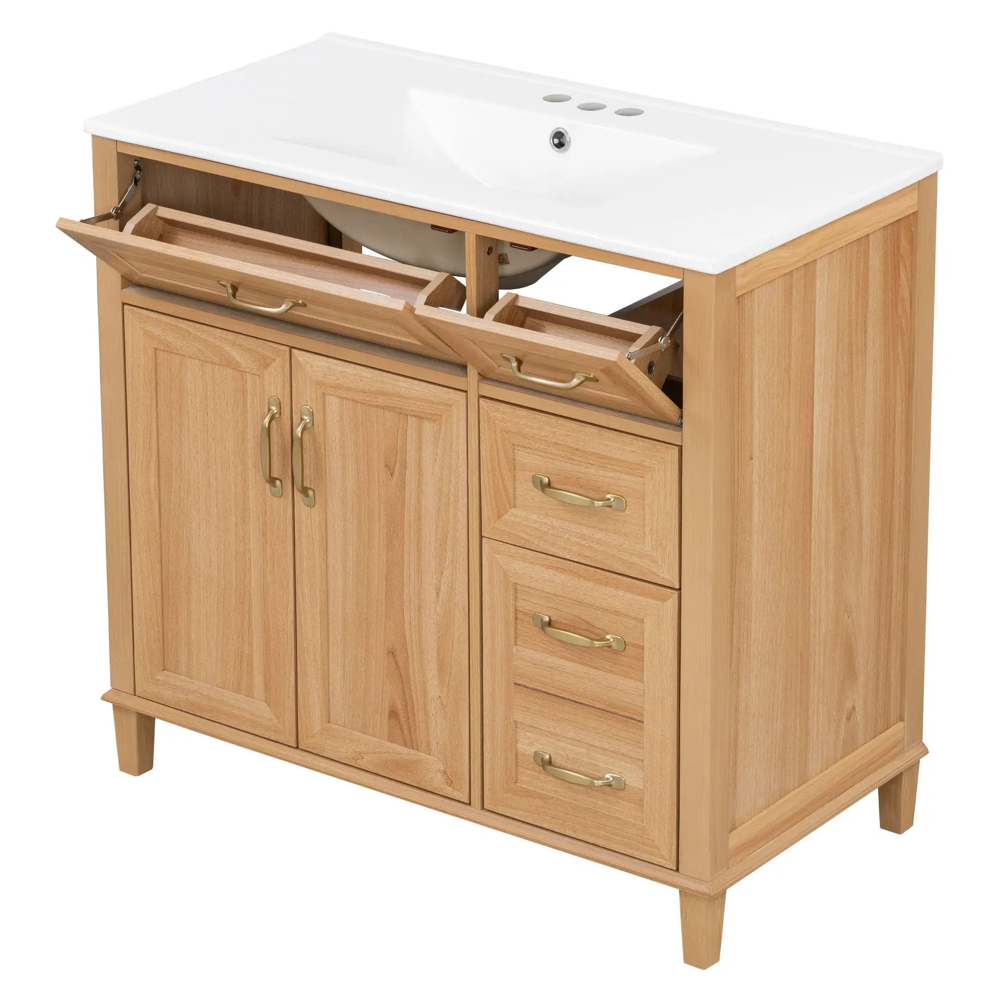 Bathroom Vanity With Sink, Soft Close Doors & Drawers - Wood by HouseOfZazla