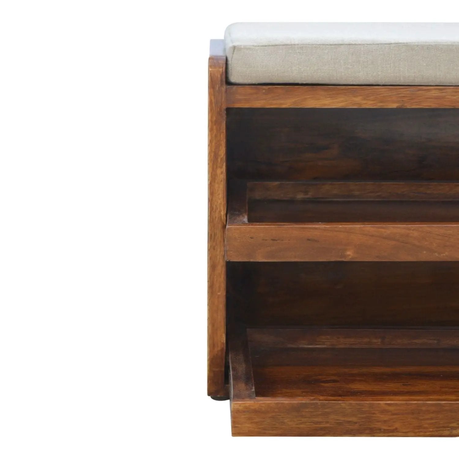 Pull Out Shoe Bench - Chestnut / Mud Linen by HouseOfZazla