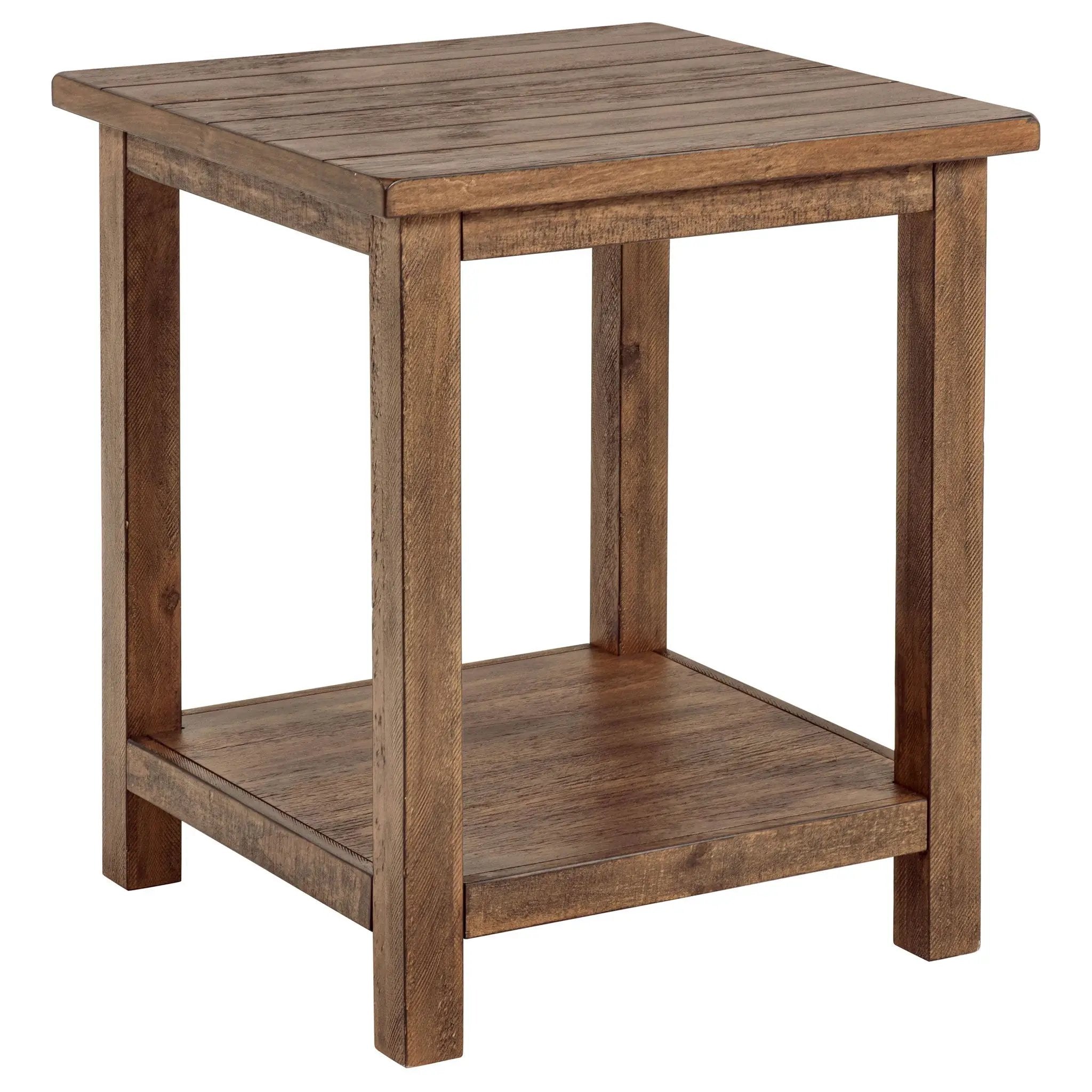 Payne Wood End Table with Shelf Distressed Brown by Unique Piece Furniture