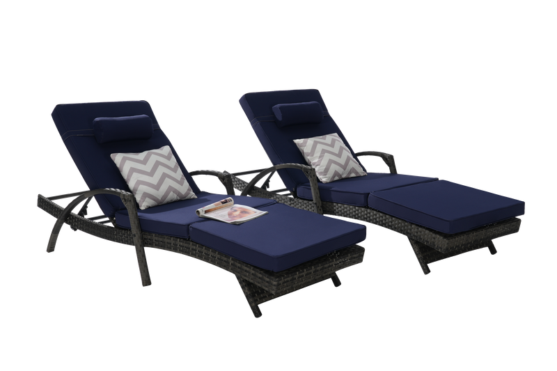 Outdoor Wicker Reclining Chair Set of 2 with Cushions by HouseOfZazla