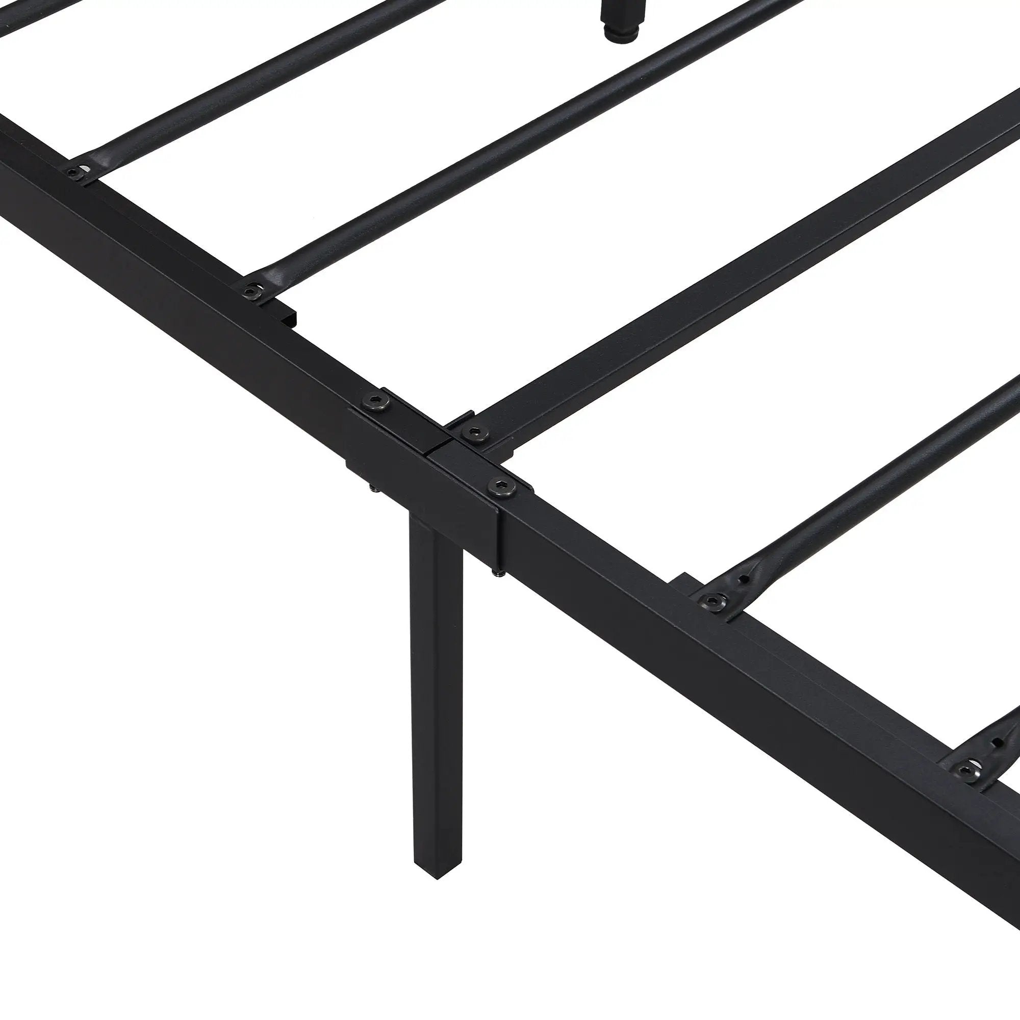 Metal Platform Bed Frame With Wooden Headboard And Footboard With USB Liner, No Box Spring Needed, Under Bed Storage by HouseOfZazla