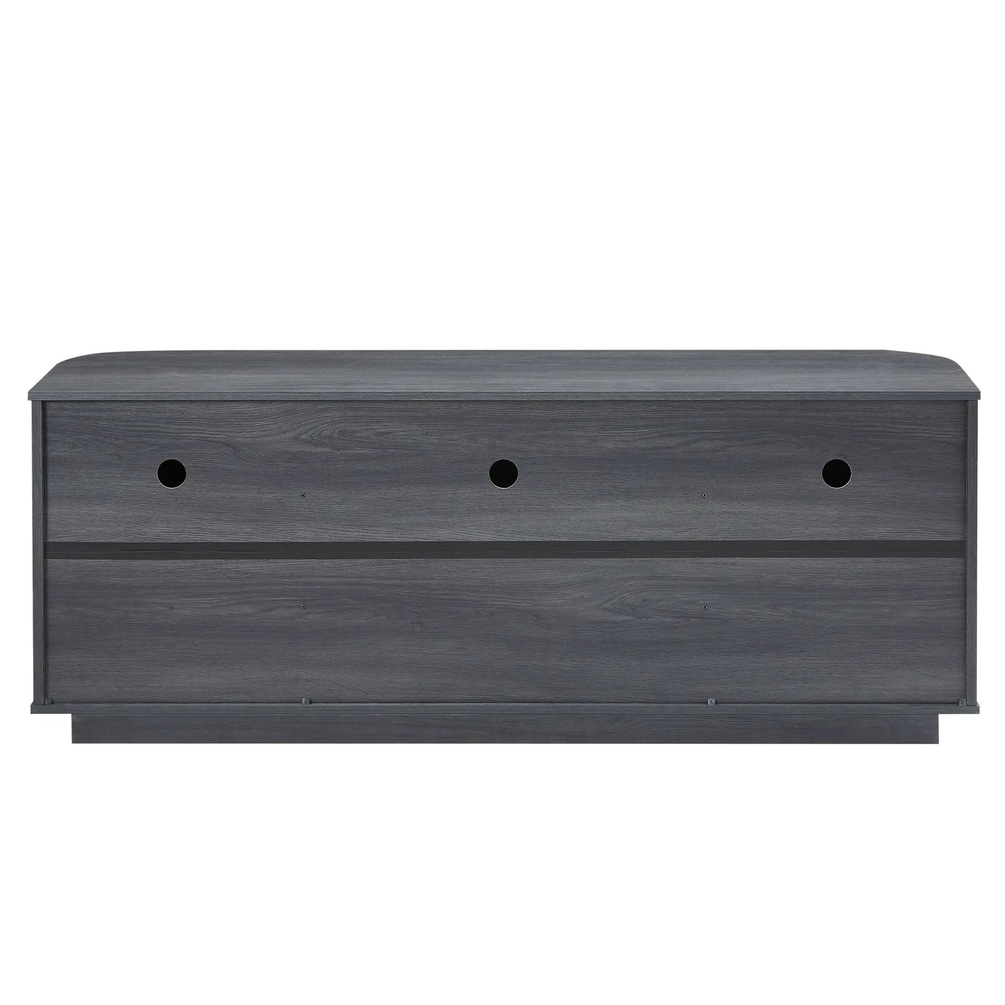 Modern 64" Wavy TV Cabinet With LED Lights - Black