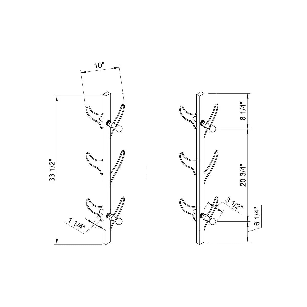 Vertical Eight Hook Coat Rack Wall Mount by HouseOfZazla