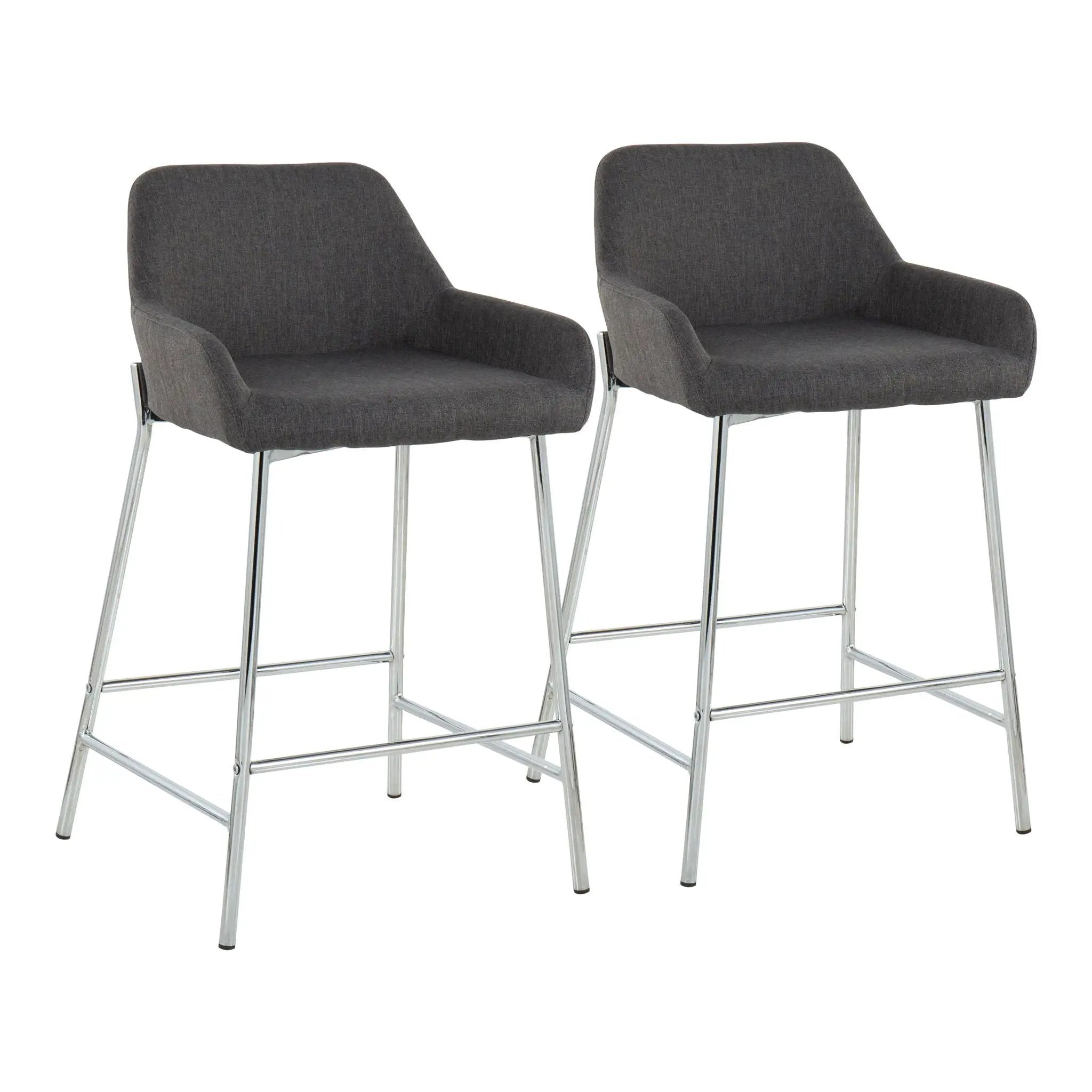 Daniella - Contemporary Fixed Height Counter Stool With Metal Legs (Set of 2) by HouseOfZazla