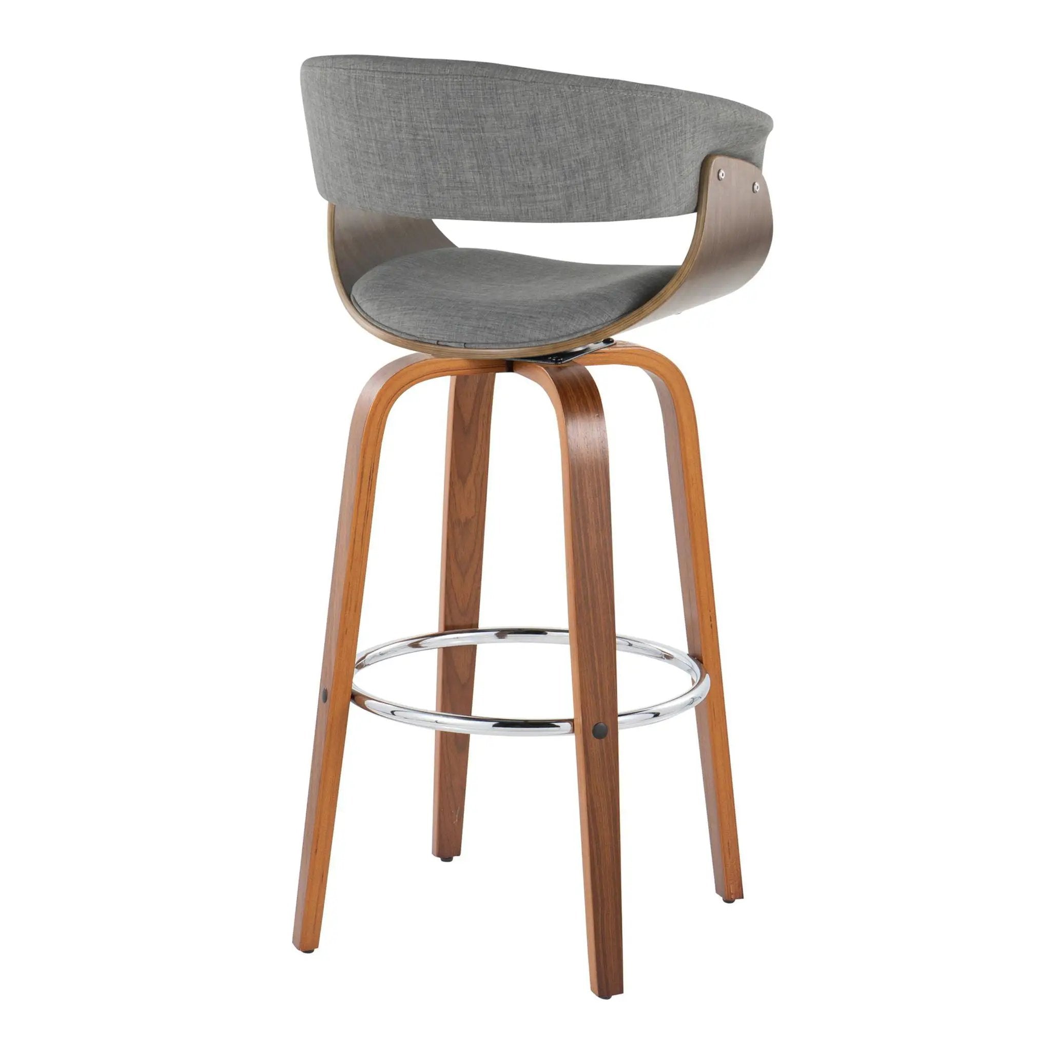 Vintage Mod - Mid Century Modern Fixed Height Barstool With Swivel With Round Footrest (Set of 2) by HouseOfZazla