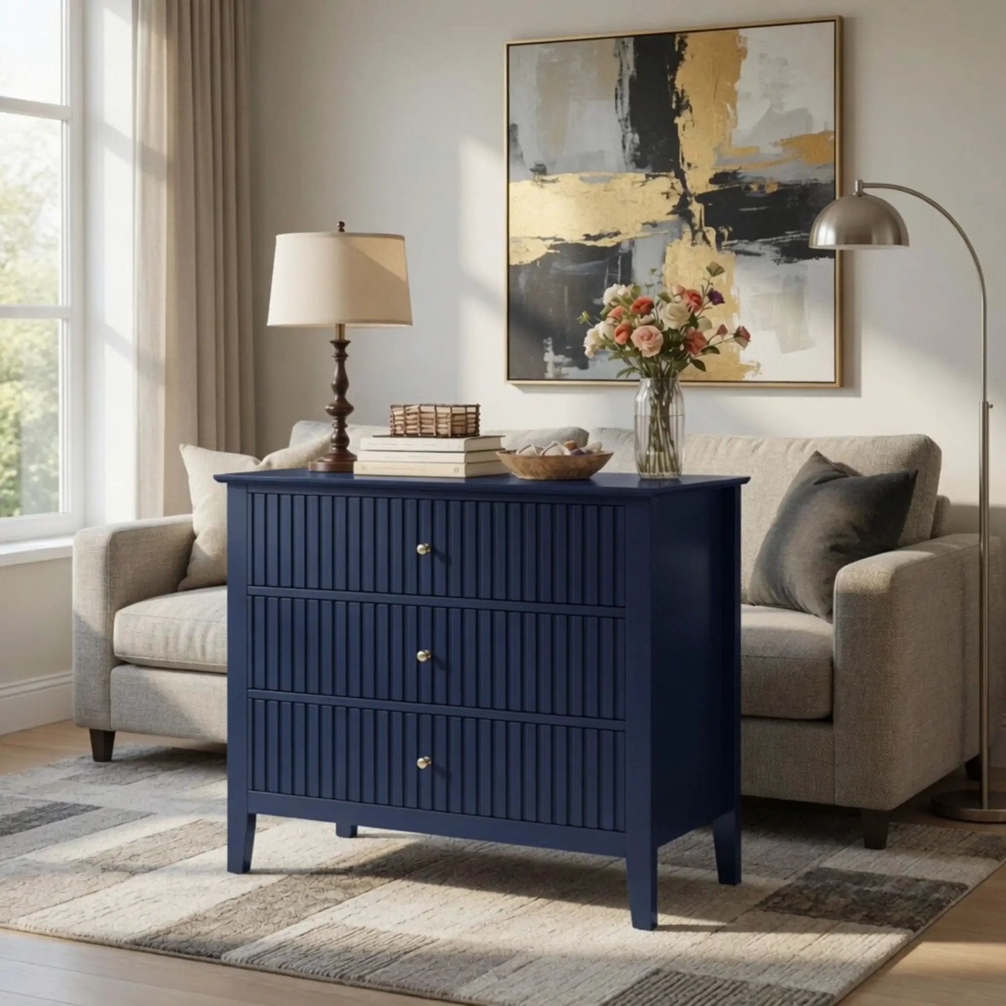 Fluted 3 Drawer Nightstand With Soft Close Slides by HouseOfZazla