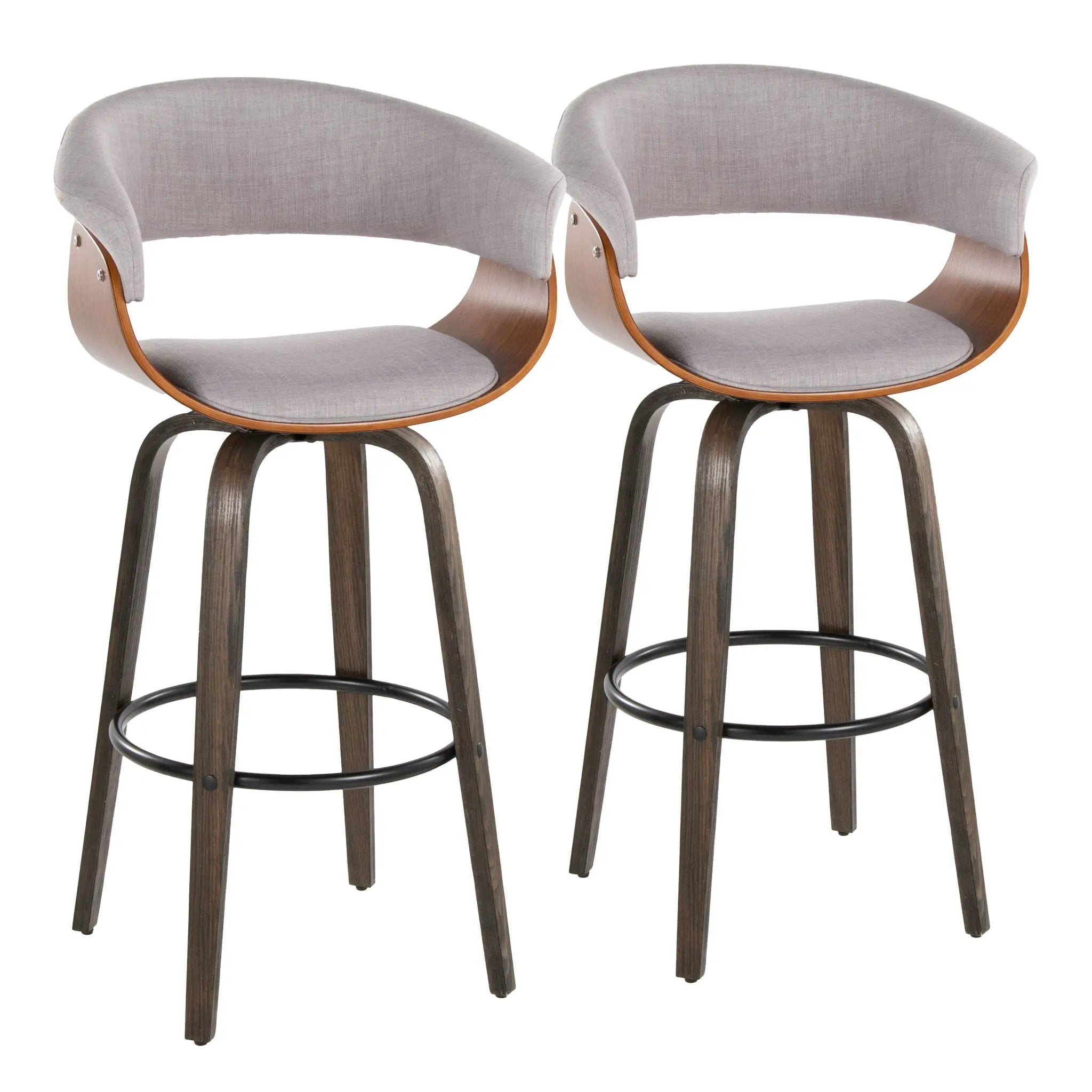 Vintage Mod - Mid Century Modern Fixed Height Barstool With Swivel & Round Footrest (Set of 2) by Unique Piece Furniture
