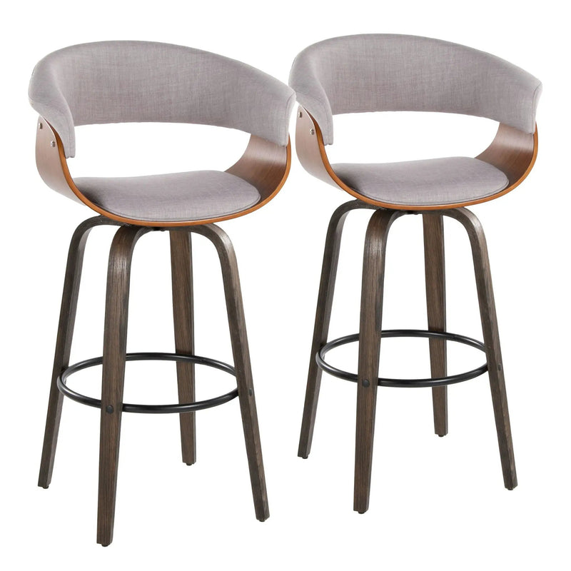 Vintage Mod - Mid Century Modern Fixed Height Barstool With Swivel & Round Footrest (Set of 2) by HouseOfZazla